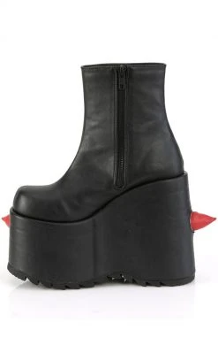 Demonia Shoes SLAY-77 Black-Red Spike Platform Boots