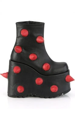 Demonia Shoes SLAY-77 Black-Red Spike Platform Boots