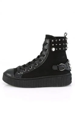 Demonia SNEEKER-266 Black Canvas Creeper Sneakers Shoes