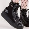 Demonia SNEEKER-266 Black Canvas Creeper Sneakers Shoes