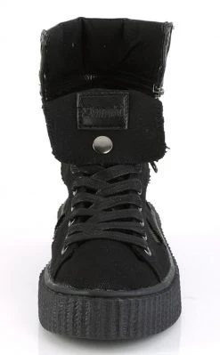 Demonia SNEEKER-270 Black Canvas Zipper Creeper Sneakers