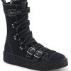 Demonia SNEEKER-318 Black Canvas Strapped Creeper Sneakers
