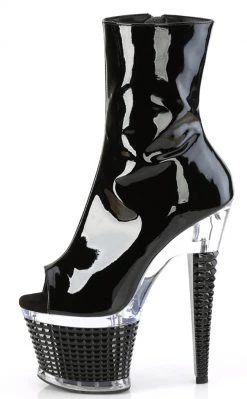 Pleaser Pole Shoes SPECTATOR-1012 Black Patent Ankle Boots