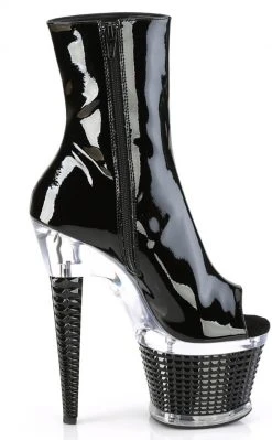 Pleaser Pole Shoes SPECTATOR-1012 Black Patent Ankle Boots
