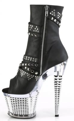 Pleaser SPECTATOR-1015 Black Strapped Ankle Boots Pole Shoes