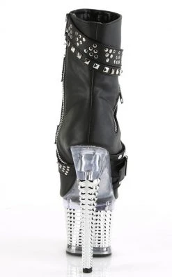 Pleaser SPECTATOR-1015 Black Strapped Ankle Boots Pole Shoes