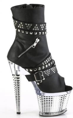 Pleaser SPECTATOR-1015 Black Strapped Ankle Boots Pole Shoes