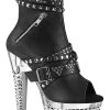 Pleaser SPECTATOR-1015 Black Strapped Ankle Boots Pole Shoes