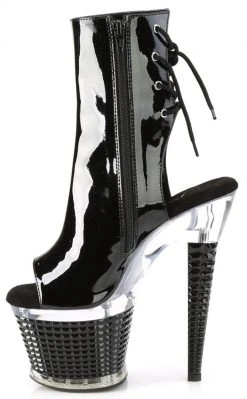 Pleaser SPECTATOR-1018 Black Patent Ankle Boots Pole Shoes