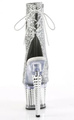Pleaser SPECTATOR-1018 Silver Glitter Ankle Boots