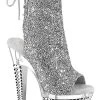 Pleaser SPECTATOR-1018 Silver Glitter Ankle Boots
