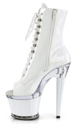 Pleaser SPECTATOR-1021 White Patent Ankle Boots Pole Shoes