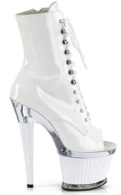 Pleaser SPECTATOR-1021 White Patent Ankle Boots Pole Shoes