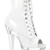 Pleaser SPECTATOR-1021 White Patent Ankle Boots Pole Shoes