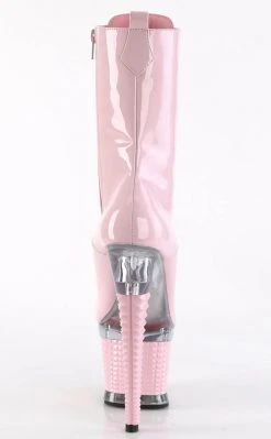 Pleaser Pole Shoes SPECTATOR-1040 Baby Pink Patent/Clear Ankle Boots