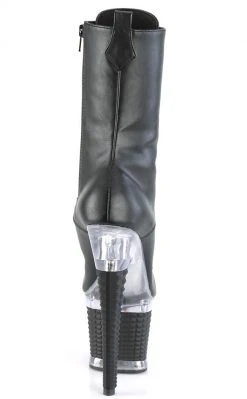 Pleaser SPECTATOR-1040 Black Matte/Clear Ankle Boots Pole Shoes