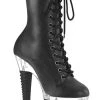 Pleaser SPECTATOR-1040 Black Matte/Clear Ankle Boots Pole Shoes