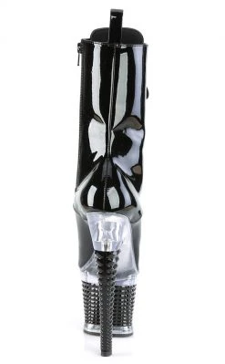Pleaser SPECTATOR-1040 Black Patent/Clear Ankle Boots Pole Shoes