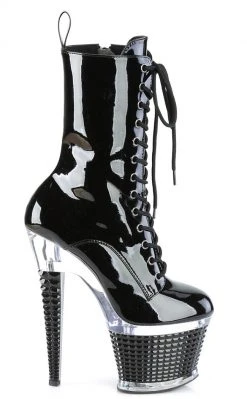 Pleaser SPECTATOR-1040 Black Patent/Clear Ankle Boots Pole Shoes