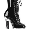 Pleaser SPECTATOR-1040 Black Patent/Clear Ankle Boots Pole Shoes