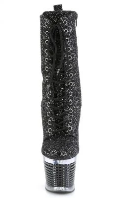 Pleaser SPECTATOR-1040G Black Glitter Ankle Boots Pole Shoes