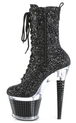 Pleaser SPECTATOR-1040G Black Glitter Ankle Boots Pole Shoes