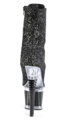 Pleaser SPECTATOR-1040G Black Glitter Ankle Boots Pole Shoes