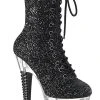 Pleaser SPECTATOR-1040G Black Glitter Ankle Boots Pole Shoes