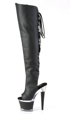 Pleaser Pole Shoes SPECTATOR-3019 Black Matte Thigh High Boots