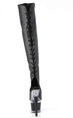 Pleaser Pole Shoes SPECTATOR-3019 Black Matte Thigh High Boots