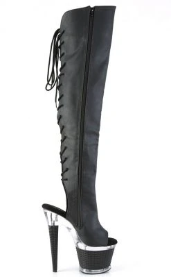 Pleaser Pole Shoes SPECTATOR-3019 Black Matte Thigh High Boots