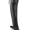 Pleaser SPECTATOR-3019 Black Matte/Silver Chrome Thigh High Boots Pole Shoes