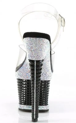 Pleaser SPECTATOR-708RS Clear/Black Rhinestone Heels (Last Pair: Size 6)