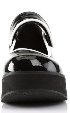Demonia SPRITE-01 Black & White Patent Platform Mary Janes