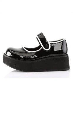 Demonia SPRITE-01 Black & White Patent Platform Mary Janes