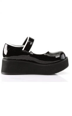 Demonia SPRITE-01 Black & White Patent Platform Mary Janes