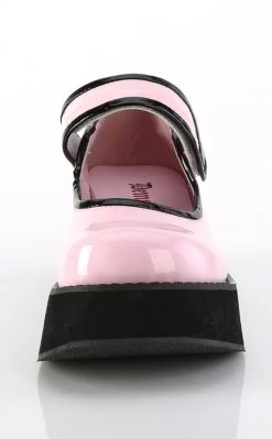 Demonia Shoes SPRITE-01 Pink Holo Patent Platform Mary Janes
