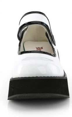 Demonia SPRITE-01 White Holo Patent Platform Mary Janes