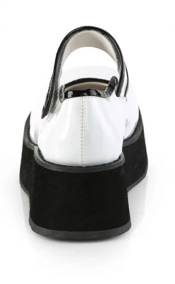 Demonia SPRITE-01 White Holo Patent Platform Mary Janes