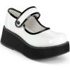 Demonia SPRITE-01 White Holo Patent Platform Mary Janes