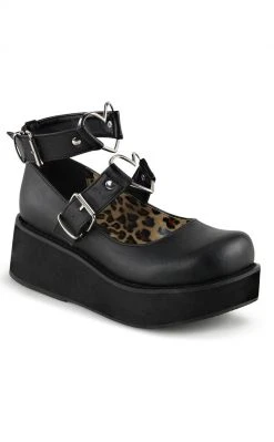 Demonia Shoes SPRITE-02 Black Vegan Leather Platform Mary Janes