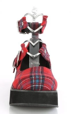 Demonia SPRITE-02 Red Tartan Platform Mary Janes Shoes