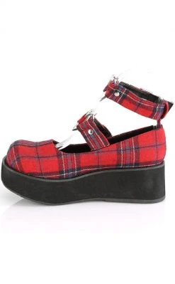 Demonia SPRITE-02 Red Tartan Platform Mary Janes Shoes