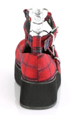 Demonia SPRITE-02 Red Tartan Platform Mary Janes Shoes