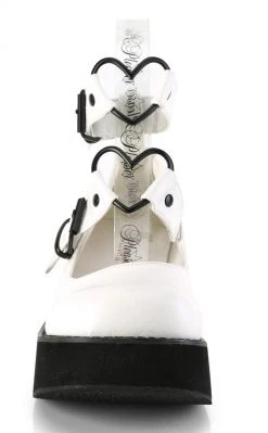 Demonia SPRITE-02 White Vegan Leather Platform Mary Janes Shoes
