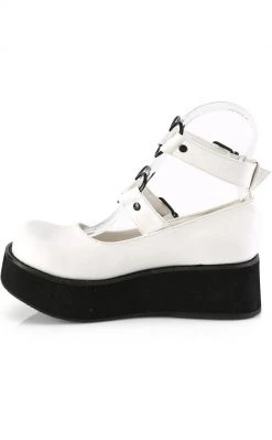 Demonia SPRITE-02 White Vegan Leather Platform Mary Janes Shoes