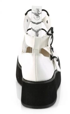 Demonia SPRITE-02 White Vegan Leather Platform Mary Janes Shoes
