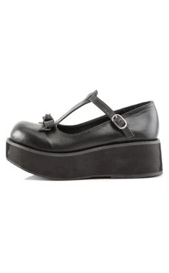 Demonia Shoes SPRITE-03 Black Vegan Leather Platform Mary Janes