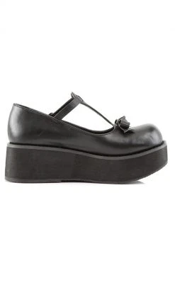 Demonia Shoes SPRITE-03 Black Vegan Leather Platform Mary Janes