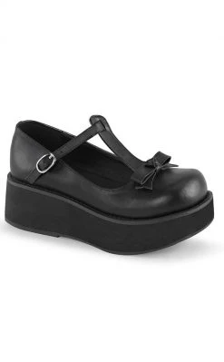 Demonia Shoes SPRITE-03 Black Vegan Leather Platform Mary Janes
